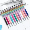 Capacitive Touch Screen Stylus rainbow Crystal Pen Glitter Colorful Writing Metal Ballpoint Pens Unique Design Layer Metal Writing Tool School Office Supplies
