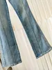 Il trasporto Libero 2024 Blu Dritto Jeans Allentati delle Donne Del Progettista Logo Lettera Cristalli Pantaloni Denim delle Donne 3015