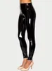 Novo couro brilhante plutônio sexy leggings feminino preto lápis calças elásticas de cintura alta magro calças elásticas moda casual