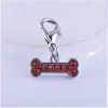 Étiquettes en gros collier pour animaux de compagnie breloques pendentif en forme d'os étiquette pour collier de chien strass accessoires pour chien