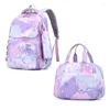 Школьные сумки E74B Универсальный рюкзак для девочек с сумкой для обеда и набором пеналов, просторный, идеально подходит для студентов-профессионалов