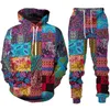 Erkek Trailsits African 3D Baskı Trailsuit Set Soath Hoodie Vintage çok yönlü pantolon takım elbise sonbahar büyük boy giyim