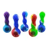 4 polegadas Mini Colher de Silicone Cachimbos Fumar Bubbler Dab Cachimbo de Água Tabaco Cachimbos de Mão Ferramenta Final Óleo Erva Escondida Tigela Acessórios para Fumar LL