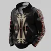 Männer Hoodies Vintage Zip Pullover Ethnische Muster Drucken Für Männer Herbst Langarm Sweatshirt Mode Übergroßen Pullover Tops