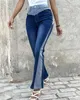 Women's Jeans Fashion 2024 Summer Casual Sexy Pants Elegant Colorblock Pocket Design Denim Flared Female Trouser Bottom