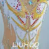 Liuhuo dostosuj kolory zsynchronizowane garnitury pływackie dziewczęta Kobiety Kryształy Kryształy Elastyczne Rhinestones Drużyna pływa drużyna White BD1894