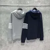 Men's Hoodies Classic Sleeve White Stripes High Street Hooded Sweatshirts Autumn Streetwear Hip Hop Zip Up Loose Jacket Coats