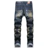Punk Jeans Designer Jeans Hommes Jeans Droits Hommes Genou Skinny Taille Droite 29-38 Tendance Longue Droite Trou Denim En Gros 3561
