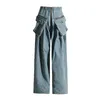 Jean à jambes larges pour femmes, pantalon de travail, Design de Niche avec poches détachables et taille élastique, printemps 2024