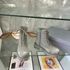 BOTAS LUXURY Vintage Tacones altos zapatos Side Zipper Women Botines de mosaico redondos para Mujeres con chaussures femme