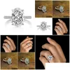 Обручальные кольца Винтаж овальной огранки 4Ct Lab Diamond Prom Ring 100% Настоящее Обручальное кольцо из стерлингового серебра 925 пробы для женщин Ювелирные изделия Drop Deliv Dhqs1