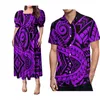 Casual Dresses Custom Polynesian Design Women'S Puffed Sleeve Dress Long Skirt With Men'S Shirt Couple Set