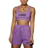 Outfit CHAOP Custom Your Logo Women Sports Vest Crop Top Short Pants 2 Piece Set Casual Jogging Woman Tracksuit Outfits Yoga Clothing