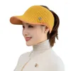 Bollmössor Vinterbrev M Kvinnor Sports Hollow Top Hat Fashion Warm Sticke Hatts Ladies Outdoor Running Sun Shading Baseball Cap