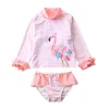 Maillots de bain Maillot de bain soleil pour bébés filles imprimé floral protection solaire ensemble de protection contre les éruptions cutanées enfants filles 1 ~ 10 ans vêtements de plage maillots de bain à manches longues