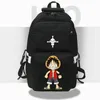 Sac à dos Monkey D Luffy Sac à dos One Piece Sac d'école populaire mondial Sac à dos imprimé Cartoon Cartable décontracté Sac à dos blanc noir