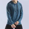 Herrtröjor Autumn Winter Hoodie Hög Elasticitet Snabbtorkning Fitnesskläder som kör träningskläder Tracksuit Sportdräkt Långärmad t-shirt Pullover Tees