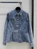 Женские куртки Chan новая джинсовая дизайнерская одежда Дизайнерская одежда модная камелия CCCC Принт ковбойское пальто кардиган День рождения Рождественский подарок 240301