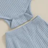 3PCS Ribbed Soft Cotton Baby Girls Clothes Set Fall Spring Outfits Long Sleeve Romper Pants Headband Kids Set Infant Clothes 240226