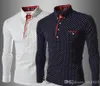 NOVO Mens Casual Wave Point Camiseta Slim Fit Polka Dot Manga Longa Camiseta Camiseta Tops 7772559