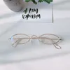 Solglasögon 2024 Y2K Metal Oval Shades for Women Men Anti Blue Light Bling Gereglasses Frames UV400 Fashion Eyewear Glasses