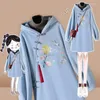 Abbigliamento etnico Jurk Vrouwen Voorjaar Chinese Traditionele Stijl Hanfu Cheongsam Verbeterd Geborduurde Tang Pak 2024 Felpa con cappuccio