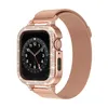 Apple Watch-Armband der 4./5./6./7./8. Generation iWatch Milan, Metall, zweireihig, mit Diamanten integriert, Alloy TPU AW-Double Row Drilling Metal, Integrated Frame Milano Belt