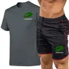 2024 verão nova secagem rápida camiseta esportiva shorts masculino casual wear fiess conjunto de moda