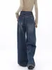 Houzhou vintage 90 -tal baggy jeans kvinnor blå bred rak denim byxa hög midja grunge retro överdimensionerad kvinnlig casual streetwear 240219