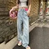 Dżinsy dżinsowe spodnie damskie z kieszeniami proste nogi niebieskie podnosiła talia dla kobiet w xxl spanx gyaru streetwear hipis a