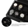 Uhrenbox12106 Slot Watch Box Organizer für HerrenUhrenvitrine mit Glasplatte für Geschenkgeschäft Carbonfaser-Leder 240226