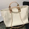 Diseñador de lujo Bolsa de playa Pearl Shopper Bolsas Bolso Mujer La bolsa de asas Lienzo Moda para hombre Crossbody Lino Deauville Vacaciones Viajes Lady Monederos de hombro