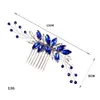 헤어 클립 블루 크리스탈 빗 유리 유리 드릴 헤어 핀 신부 웨딩 티아라 헤드 피스 패션 신부 구슬 보석 레이디 연회 헤드웨어