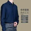 Heren Overhemden Naizaiga 50% Schapenwol Effen Blauw Lange Mouw Winter Warm Mannen Bussiness Shirt PS5