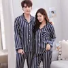 Designer BZEL Silk Satin Pajamas Sets Couples Sleepwear Striped Pijama Femme Long Sleeve Pyjamas Lovers' Clothes Casual Home Wear designerUQS8