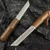 Najwyższa jakość A2283 Survival Prosty nóż Damascus Steel Tanto Point Blade Ebon