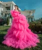 Charming One Shoulder Prom Dress Puffy Ruffles Tiered Tulle Formal Evening Gowns Photography Robe De Soiree