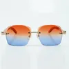 Factory best-selling exquisite style 3524018 micro cut classics diamond lens sunglasses natural orange wood legs glasses size 18-135 mm