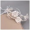 Kolye Küpe Seti 2 PCS Kadınlar İçin Gelin Mücevherleri Tatlı Çiçek Damızlık Dantel Up Headband Kadın Parti Prop başlıkları