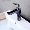 Bathroom Sink Faucets Newly designed basin type faucet black and chrome plated bathroom sink single handle deck washing cooling mixer crane Q240301