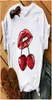 AOWOF Сексуальная футболка с красными губами и вишнями, женская соблазнительная футболка с помадой, модная одежда, топ в стиле Харадзюку, корейский стиль, женский X05272104076