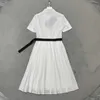 Designer 23ss summer dresses women dress womens designer clothing Classic embroidered monogram pleated dress on chest High quality womens clothing designerAWA2