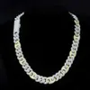 قلادة سوار Mossanite Price 925 Silver Diamond Infinity Cuban Link Necklace bling out 15mm Moissanie G-Link Cuban Sain and Swelet