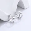 Boucles d'oreilles à clous en argent Sterling S925, trois couches entourant pour femmes, une paire de bijoux multiples à lignes simples