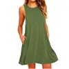 Casual jurken drop simplee sexy vakantie mouwloze zomer feestjurk vrouwen roze groen o-hals strand vestidos