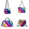 Designer Kurt Geiger Sac à main en forme de coeur Sac à bandoulière Aigle Rainbow Cuir Chaîne d'argent Bandoulière Hommes Femmes Bumbag Voyage Sacs de poitrine Pochette d'embrayage fourre-tout