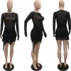 2024 Designer Sexig mesh kjol uppsättningar kvinnor två stycken set vårlång ärm