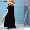 Stage Wear Femmes Danse du ventre Pratique Robe Modal High Spilt Side Pulling Danse Jupe longue Adulte Formation orientale