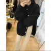 Cardigans 2023 Autumn New Korea Fluffy Mink Cashmere Solid Sweater Cardigans Women Pearl Buttons Loose O Neck Midi Fashion Lazy Chic Coat