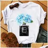 Dames t-shirt dames dames kleding print bloem per fles zoete korte mouw t-shirt bedrukt shirt t vrouwelijke top casual vrouw tee x dhuio